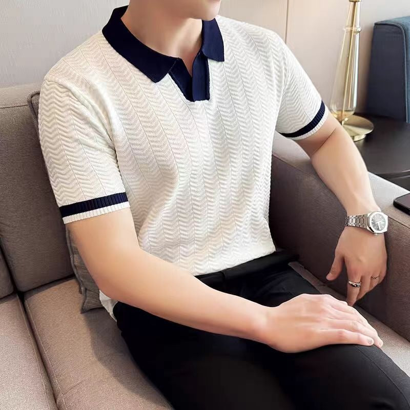 Summer Lightweight Ice Silk Knitted Short Sleeve Top