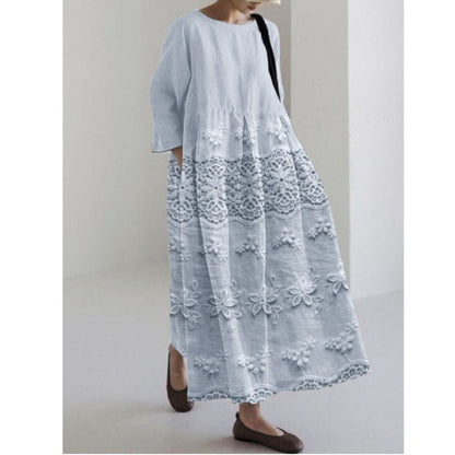 Womens 3D-printed Fashion Plus-size Loose Casual Long-sleeve Dress