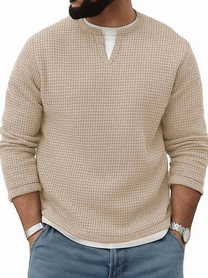 Mens FallWinter Two-Piece Crew-Neck Long-Sleeve Top