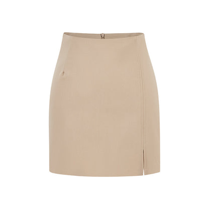High-waisted Front-slit Versatile Form-fitting Stretchy Pencil Skirt
