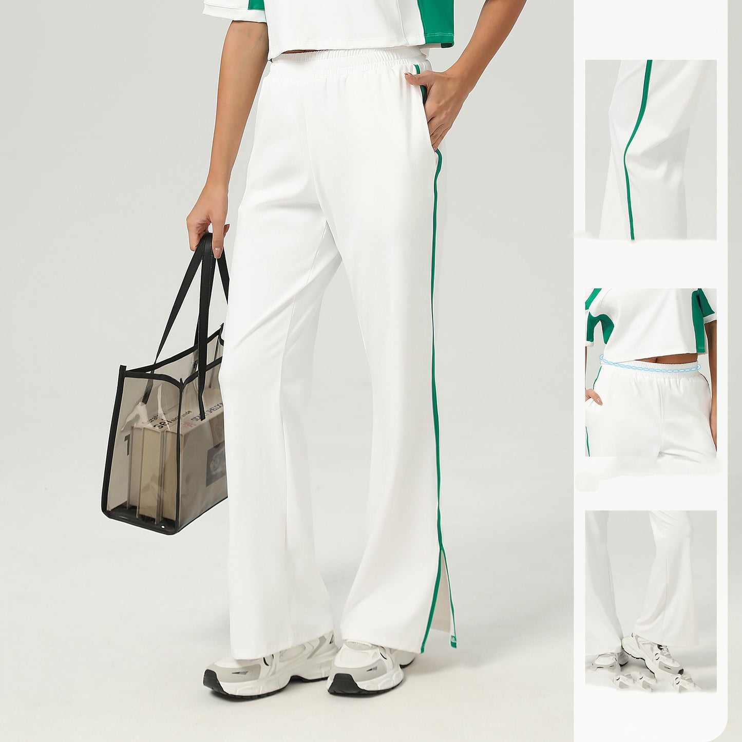 Loose-fit Athletic Wide-leg Pants With Pockets And A Straight Leg